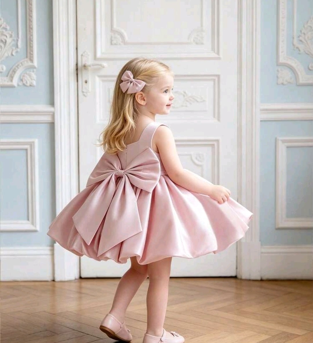 Vestido Rosa con Gran Lazo