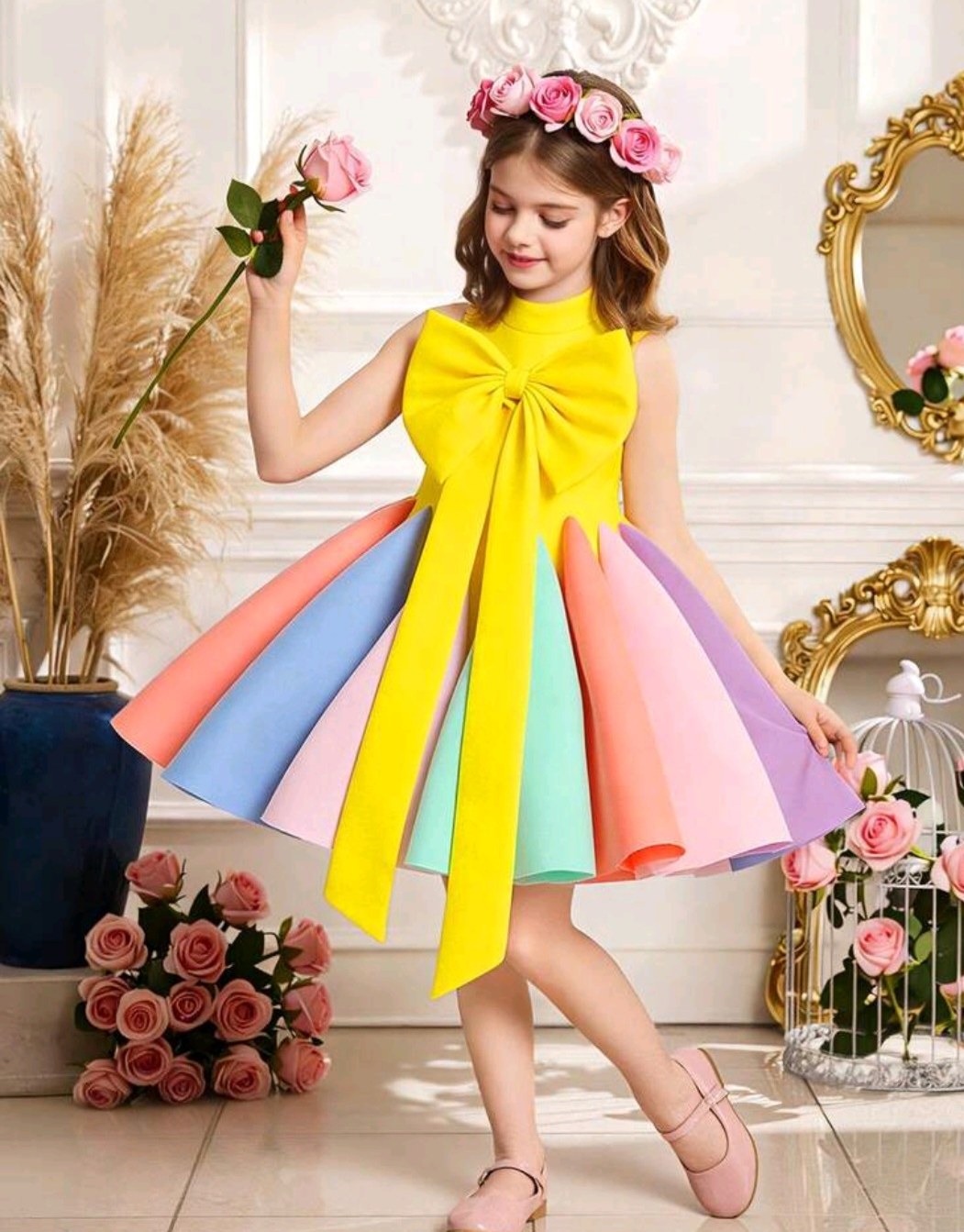 Vestido Arcoíris con Lazo