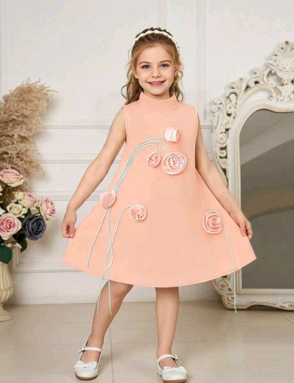 Vestido Durazno con Rosas
